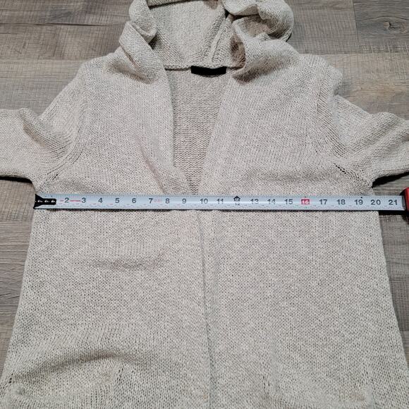 Jenni Kayne Long Oversized Linen Hooded Cardigan Sweater Size XS Pockets Oatmeal - Picture 8 of 8